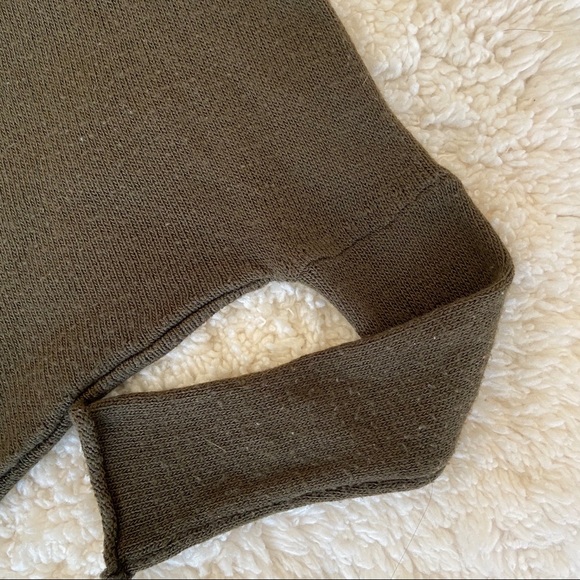 Pacsun Olive Green Slouchy Batwing V Neck Sweater - Picture 3 of 7